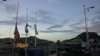 Flags at half mast following the Paris terrorist attacks. Half the island is French.