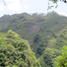 Deforestation is obvious and extreme. Hill slopes and tops cleared for crops and plantations